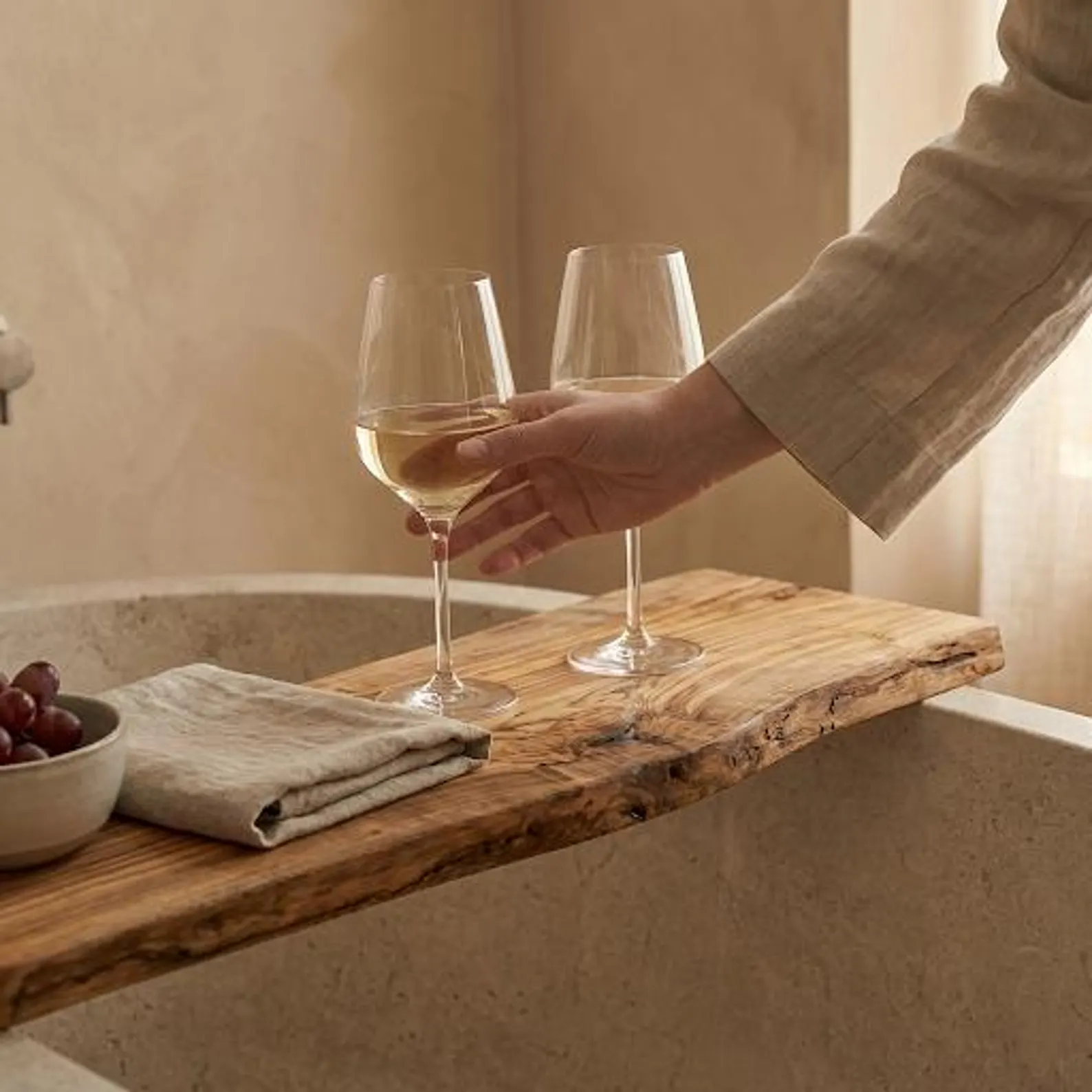 500-1000 Years Old Luxury Olive Wood Bathtub Tray - Image 4